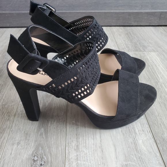 Brash Black Chunky Dressy Heels - Picture 3 of 8